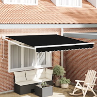 vidaXL Manuell Utdragbar Markis Svart 300x250 cm, vidaXL Markis Ersättningstyg för 3x2.5 m Ram Svart