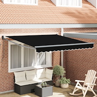 vidaXL Manuell Utdragbar Markis Svart 300x250 cm, vidaXL Markis Ersättnings Tyg för 3x2,5 m Ram Svart