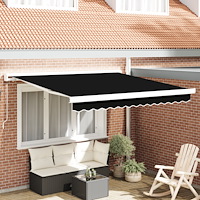 vidaXL Manuell Utdragbar Markis Svart 300x250 cm, vidaXL Markis Ersättningstyg för 3x2.5 m Ram Svart