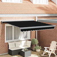 vidaXL Manuell Fällbar Markis Svart 300x250 cm, vidaXL Markis Ersättningstyg för 3x2,5 m Ram Svart