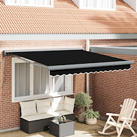 vidaXL Automatisk Uppfällbar Markis Svart 300x250 cm, vidaXL Markis Ersättningstyg för 3x2.5 m Ram Svart