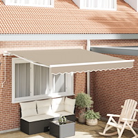 vidaXL Manuell Hopfällbar Markis Beige 300x250 cm, vidaXL Markis Ersättningstyg för 3x2,5 m Ram Beige
