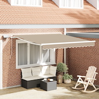 vidaXL Manuell Utdragbar Markis med LED Beige 300x250 cm, vidaXL Markis Ersättningstyg för 3x2.5 m Ram Beige