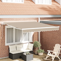 vidaXL Automatisk Utdragbar Markis Beige 300x250 cm, vidaXL Markis Ersättningstyg för 3x2,5 m Ram Beige