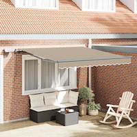 vidaXL Manuell Utdragbar Markis med LED Beige 300x250 cm, vidaXL Markis Ersättningsmaterial för 3x2.5 m Ram Beige