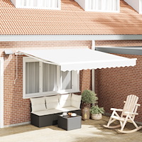 vidaXL Manuell Utdragbar Markis med LED Vit 300x250 cm, vidaXL Markis Ersättnings Tyg för 3x2.5 m Ram Vit
