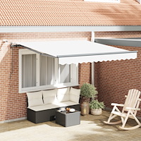 vidaXL Automatisk Utdragbar Markis med LED Vit 300x250 cm, vidaXL Markis Ersättningsduk för 3x2.5 m Ram Vit