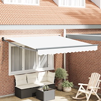 vidaXL Manuell Utdragbar Markis Vit 300x250 cm, vidaXL Markis Ersättningstyg för 3x2.5 m Ram Vit