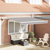 vidaXL Manuell Utdragbar Markis med LED Ljusgrå 300x250 cm, vidaXL Markis Ersättningsduk för 3x2,5 m Ram Ljusgrå