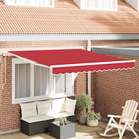 vidaXL Automatisk Hopfällbar Markis Röd 300x250 cm, vidaXL Markisbyten Tyg för 3x2,5 m Ram Röd