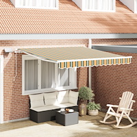 vidaXL Manuell Utdragbar Markis med LED Grön och Gul 300x250 cm, vidaXL Markis Ersättningsväv för 3x2.5 m Ram Grön och Gul