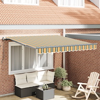 vidaXL manuell utdragbar markis grön och gul 300x250 cm, vidaXL Markis Ersättnings tyg för 3x2,5 m ram grön och gul