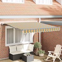 vidaXL Automatisk utdragbar markis grön och gul 300x250 cm, vidaXL Markis ersättningstyg för 3x2,5 m ram grön och gul