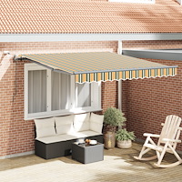 vidaXL Automatisk Utdragbar Markis med LED Grön och Gul 300x250 cm, vidaXL Markis Ersättningsduk för 3x2.5 m Ram Grön och Gul