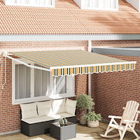 vidaXL Manuell Utdragbar Markis Grön och Gul 300x250 cm, vidaXL Markis Ersättnings Tyg för 3x2.5 m Ram Grön och Gul
