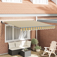 vidaXL Manuell Utdragbar Markis Grön och Gul 300x250 cm, vidaXL Markis Ersättningsduk för 3x2,5 m Ram Grön och Gul