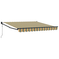 vidaXL Automatisk Utdragbar Markis Grön och Gul 300x250 cm