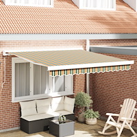 vidaXL Manuell Utdragbar Markis Grön och Gul 300x250 cm, vidaXL Markis Ersättnings Tyg för 3x2,5 m Ram Grön och Gul