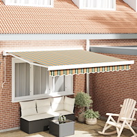 vidaXL Automatisk utträdbar markis Grön och Gul 300x250 cm, vidaXL Markis bytt tyg för 3x2,5 m ram Grön och Gul
