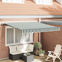 vidaXL Manuell Retraherbar Markis Grön och Vit 300x250 cm, vidaXL Markis Ersättnings Tyg för 3x2.5 m Ram Grön och Vit