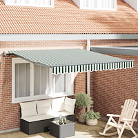 vidaXL Automatisk Utdragbar Markis Grön och Vit 300x250 cm, vidaXL Markis Ersättningsduk för 3x2.5 m Ram Grön och Vit