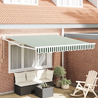 vidaXL Manuell Hopfällbar Markis Grön och Vit 300x250 cm, vidaXL Markis Ersättnings tyg för 3x2,5 m Ram Grön och Vit