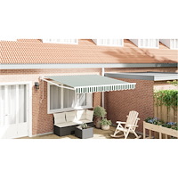 vidaXL Automatisk Utdragbar Markis Grön och Vit 300x250 cm, vidaXL Markis Ersättningstyg för 3x2,5 m Ram Grön och Vit
