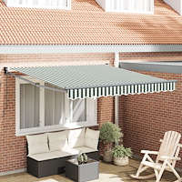 vidaXL Manuell Utdragbar Markis Grön och Vit 300x250 cm, vidaXL Markis Ersättningsduk för 3x2,5 m Ram Grön och Vit