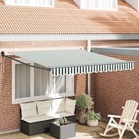 vidaXL Automatisk Utdragbar Markis Grön och Vit 300x250 cm, vidaXL Markis Ersättnings Tyg för 3x2.5 m Ram Grön och Vit