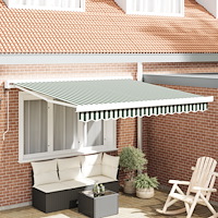vidaXL Automatisk utdragbar markis grön och vit 300x250 cm, vidaXL Markis Ersättningsstoff för 3x2.5 m ram grön och vit