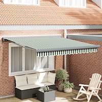 vidaXL Automatisk Utdragbar Markis Grön och Vit 300x250 cm, vidaXL Markis Ersättningsduk för 3x2.5 m Ram Grön och Vit