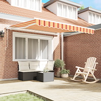 vidaXL Automatisk utdragbar markis i gul och orange 350x250 cm