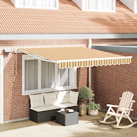 vidaXL Manuell Utdragbar Markis med LED i flerfärgad rand 350x250 cm