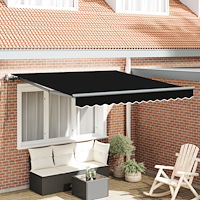 vidaXL Automatisk Hopfällbar Markis Svart 350x250 cm, vidaXL Markis Ersättningstyg för 3.5x2.5 m Ram Svart