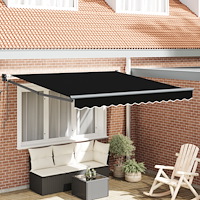 vidaXL Automatisk Utdragbar Markis Svart 350x250 cm, vidaXL Markis Ersättningsduk för 3.5x2.5 m Ram Svart