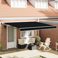 vidaXL Manuell Hopfällbar Markis Svart 400x300 cm, vidaXL Markis Ersättnings tyg för 4x3 m ram Svart