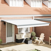 vidaXL Automatisk Utdragbar Markis Vit 400x300 cm, vidaXL Markis Ersättningstyg för 4x3 m Ram Vit