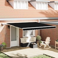 vidaXL Manuell Utdragbar Markis med LED Svart 400x350 cm, vidaXL Markis Ersättningsfabric för 4x3.5 m Ram Svart