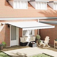 vidaXL Manuell Utdragbar Markis med LED Vit 400x350 cm