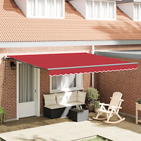 vidaXL Automatisk Utdragbar Markis Röd 400x350 cm
