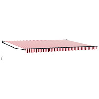 vidaXL Manuell Utdragbar Markis Randig Röd och Vit 450x300 cm