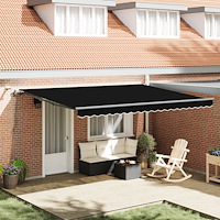 vidaXL Automatisk utdragbar markis med LED Svart 450x300 cm