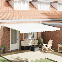 vidaXL Automatisk utdragbar markis Vit 450x300 cm, vidaXL Markis ersättningsduk för 4.5x3 m ram Vit