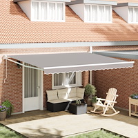 vidaXL Automatisk Utdragbar Markis Ljusgrå 450x300 cm, vidaXL Markis Ersättningstyg för 4,5x3 m Ram Ljusgrå
