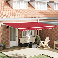 vidaXL Manuell Hopfällbar Markis Röd 450x300 cm, vidaXL Markis Ersättnings Tyg för 4.5x3 m Ram Röd