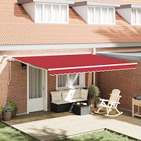 vidaXL Automatisk Fällbar Markis med LED Röd 450x300 cm, vidaXL Markis Ersättningsduk för 4,5x3 m Ram Röd