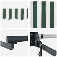 vidaXL Automatisk Utdragbar Markis Grön och Vit 450x300 cm
