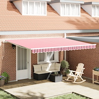 vidaXL Manual Retractable Awning Röd och Vit Rand 450x350 cm