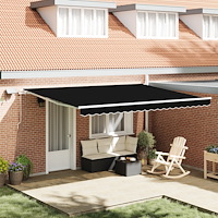 vidaXL Manuell Utdragbar Markis med LED Svart 450x350 cm