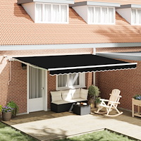 vidaXL Automatisk Hopfällbar Markis med LED Svart 450x350 cm, vidaXL Markis Ersättnings tyg för 4,5x3,5 m Ram Svart